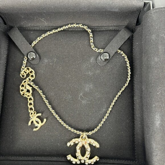 Chanel Double C logo leather Choker Necklace - Picture 1 of 4
